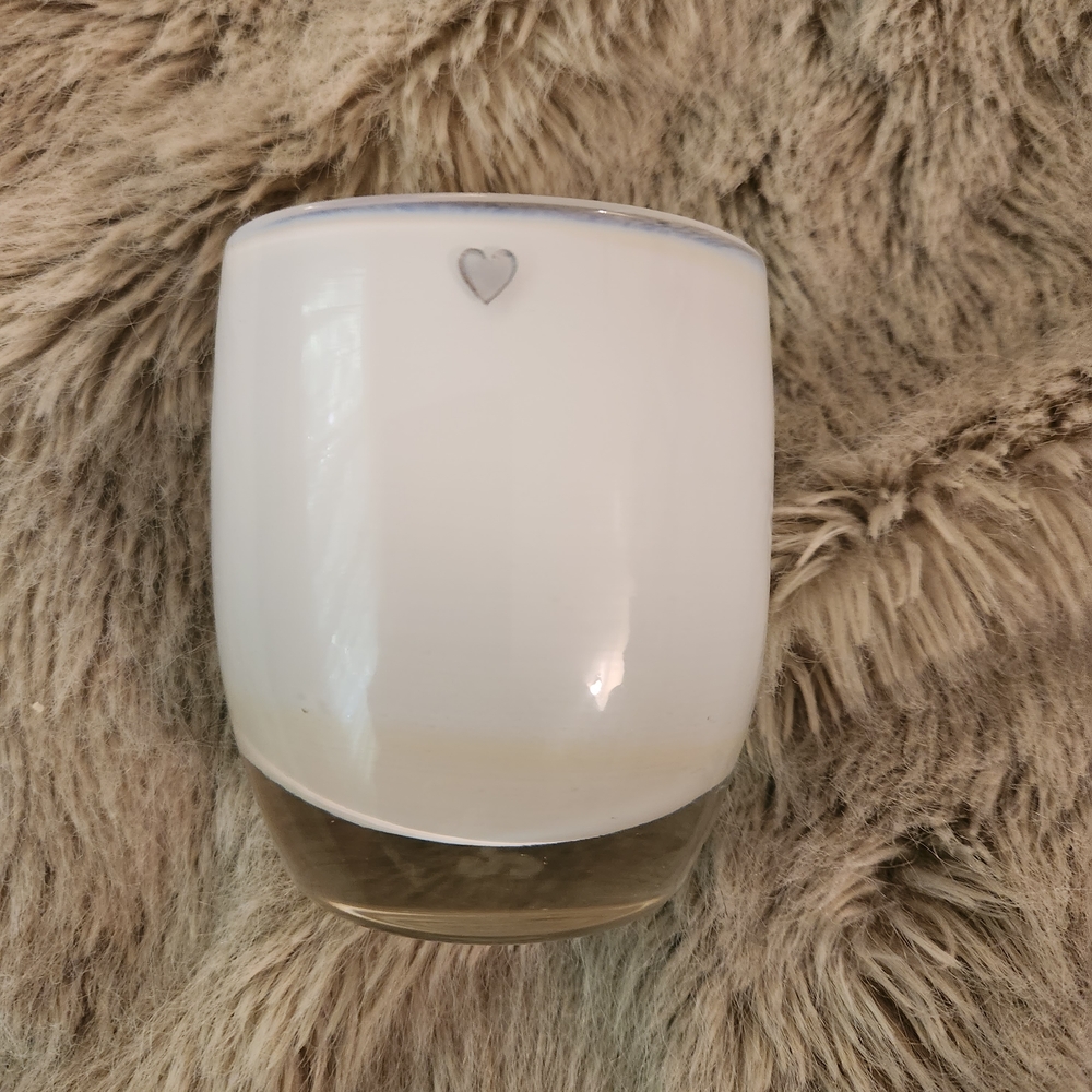 Glassy Baby White Heart Candle Holder